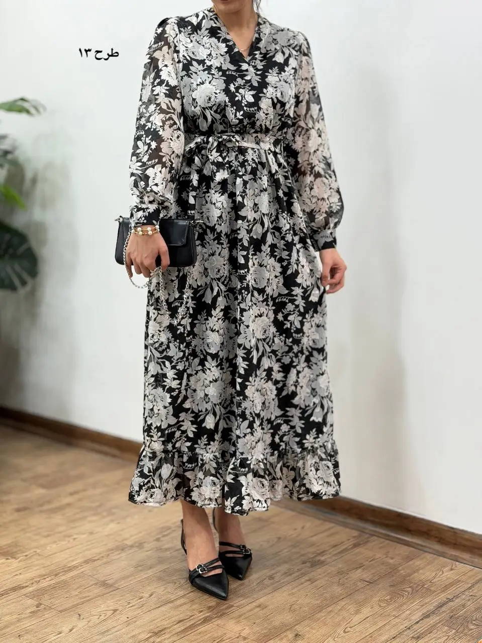 پیراهن بلند حریر آستردار آوا کد 5036